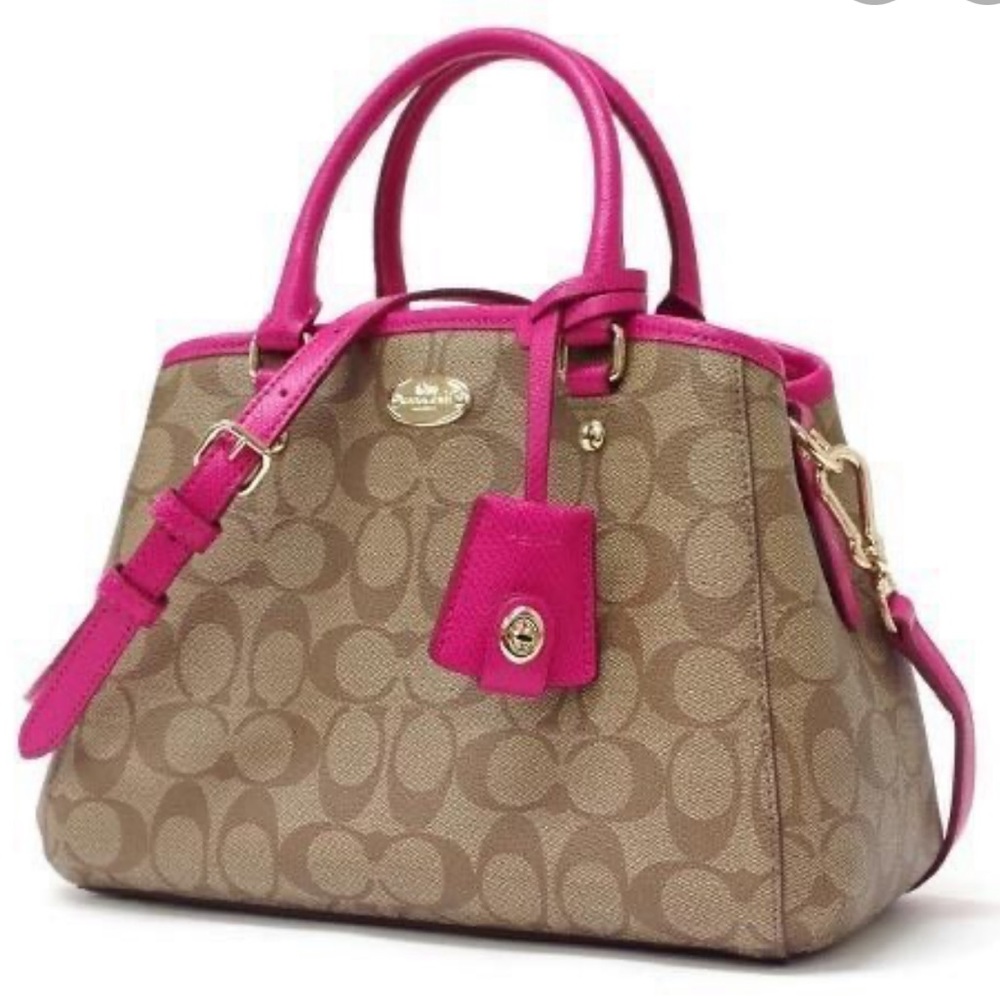khaki pink coach satchel bag - negotiable